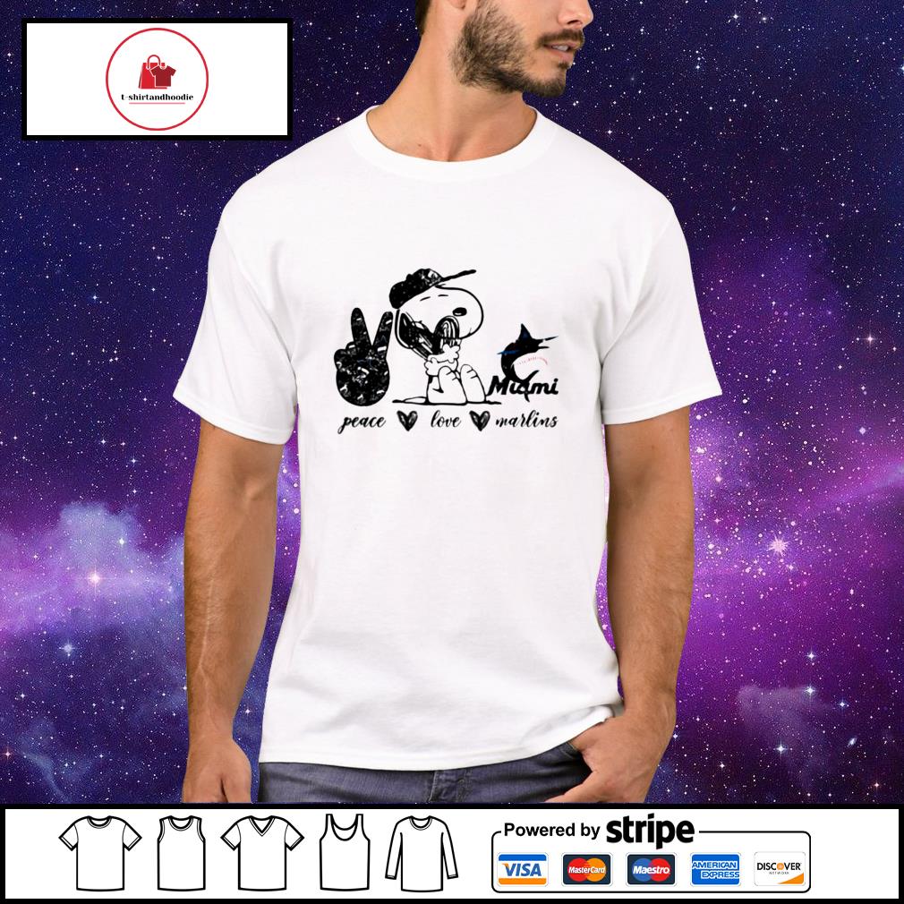 Miami Marlins Peace Love Marlins Snoopy Shirt, hoodie, longsleeve