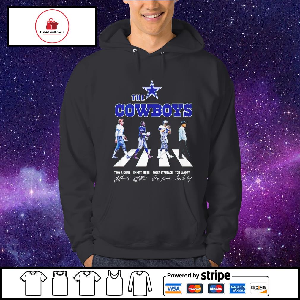 The cowboys Roger Staubach Emmitt Smith Troy Aikman Tom Landry signature  shirt, hoodie, sweater, long sleeve and tank top