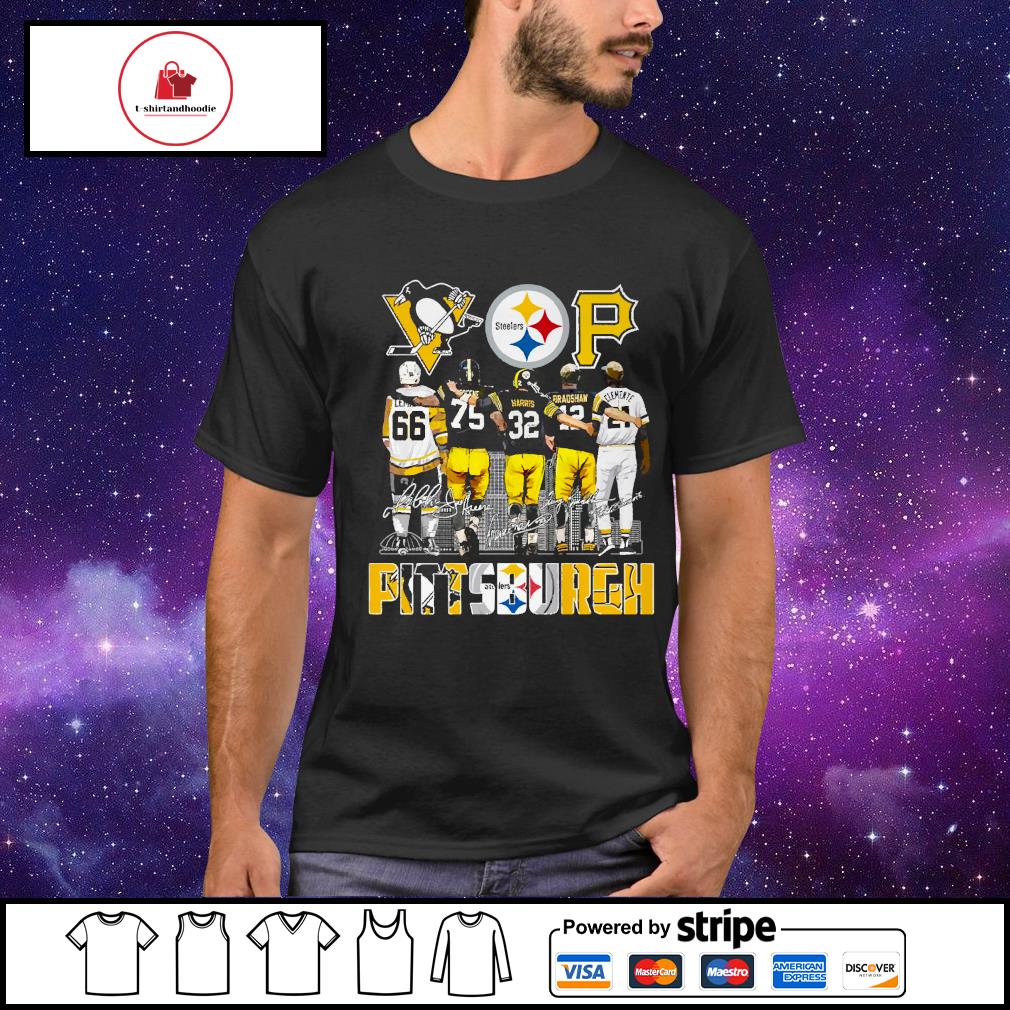 Mario Lemieux and Joe Greene and James Harrison and Terry Bradshaw and  Clemente Pittsburgh signatures shirt, hoodie, sweater, long sleeve and tank  top